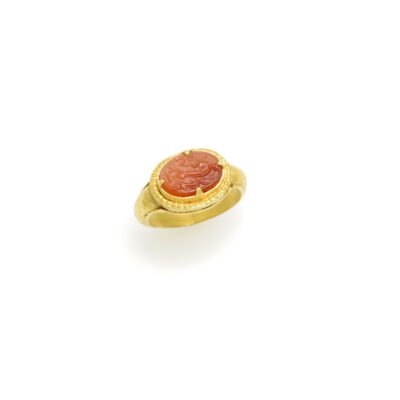 Cornelian Sealstone Gold Ring
