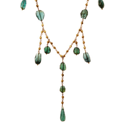 Green Tourmaline Gold Necklace