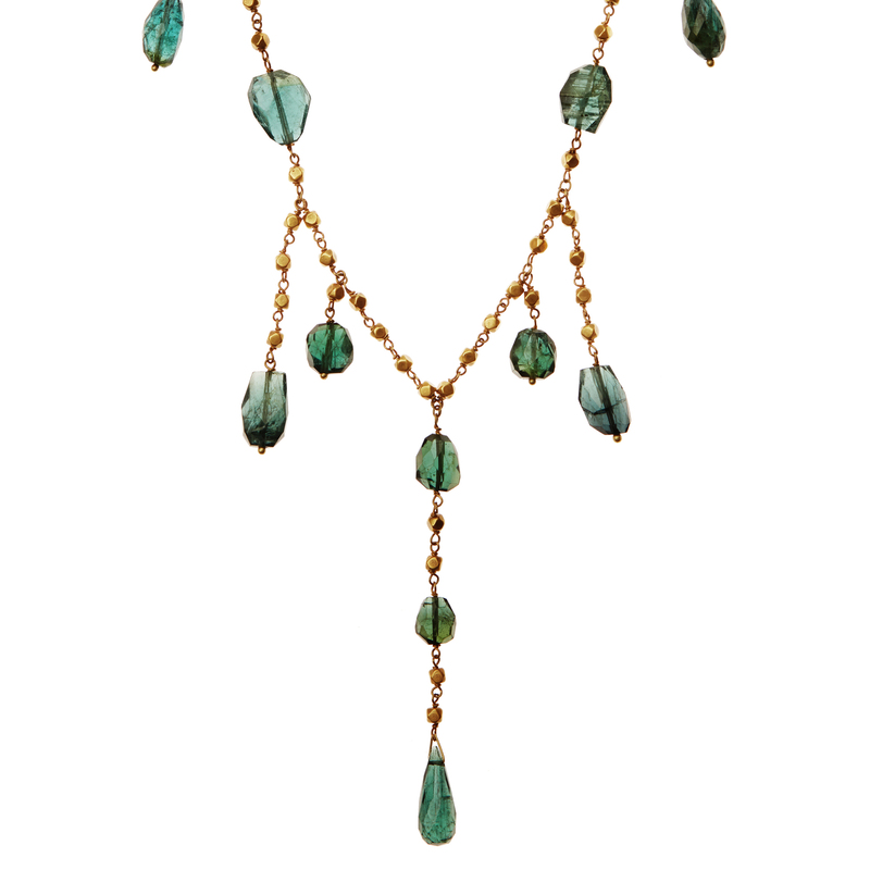 Green Tourmaline Gold Necklace