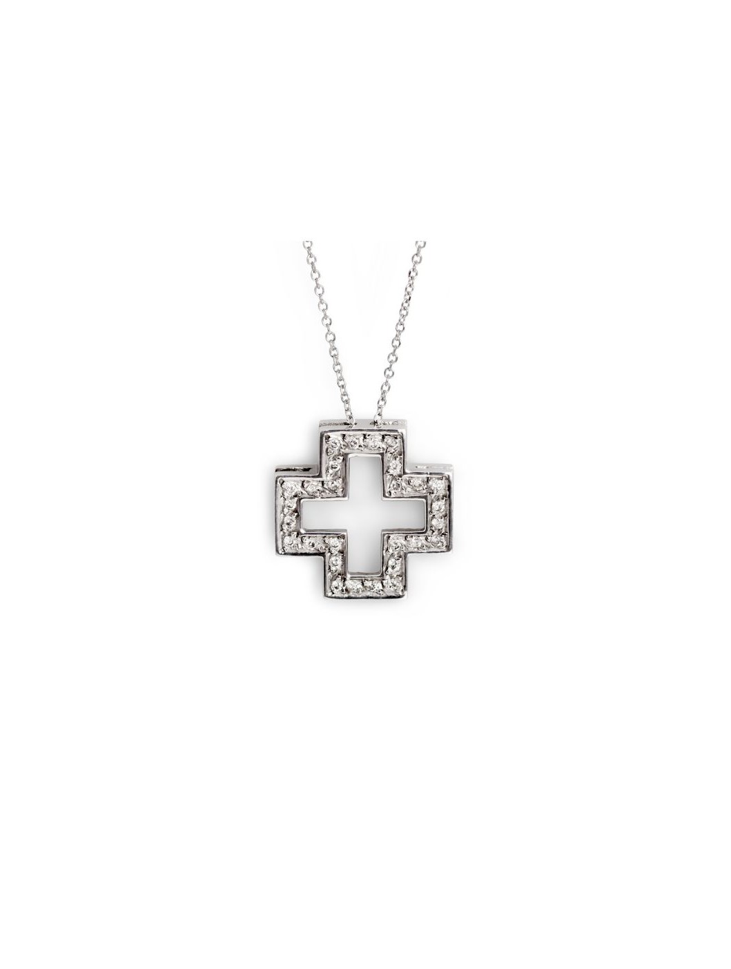 Square White Gold Cross with diamonds