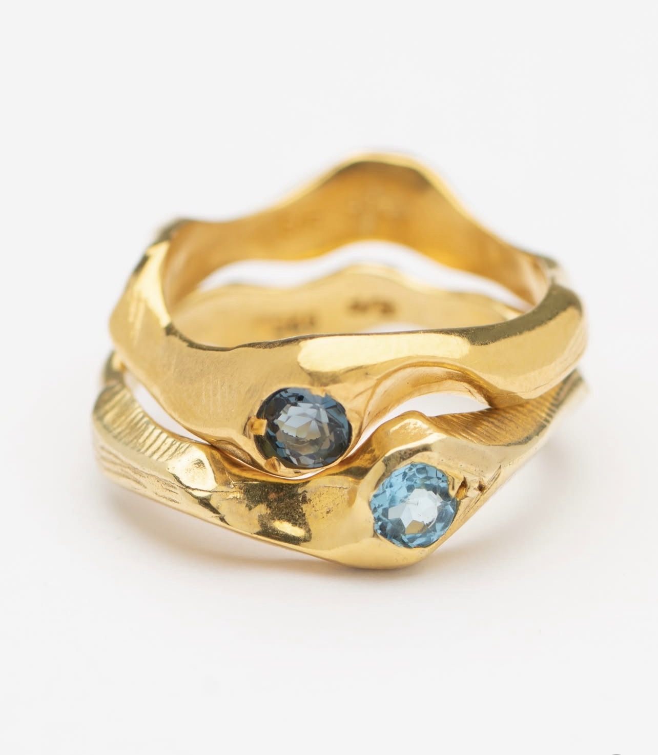 Goldplated Ring #6 with swiss blue topaz - Image 2