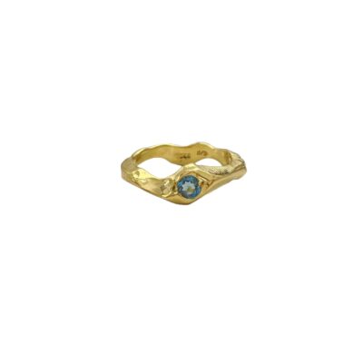 Goldplated Ring #6 with swiss blue topaz