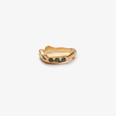 London Blue Topaz 3Stone Goldplated Ring #1