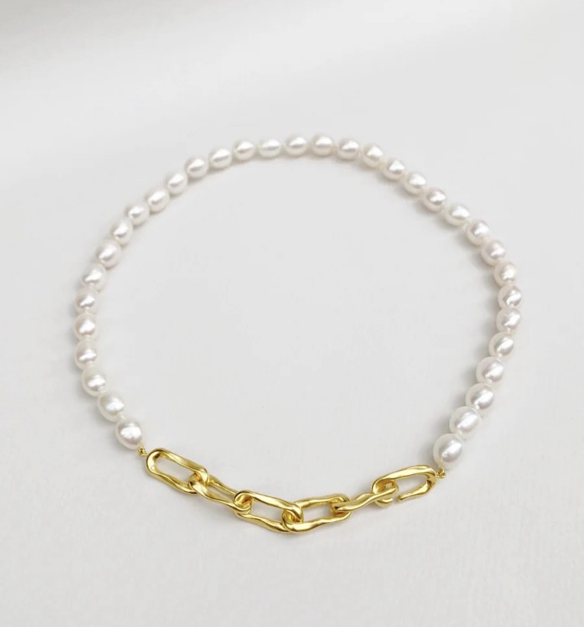 Large Pearl Twisted Goldplated Necklace
