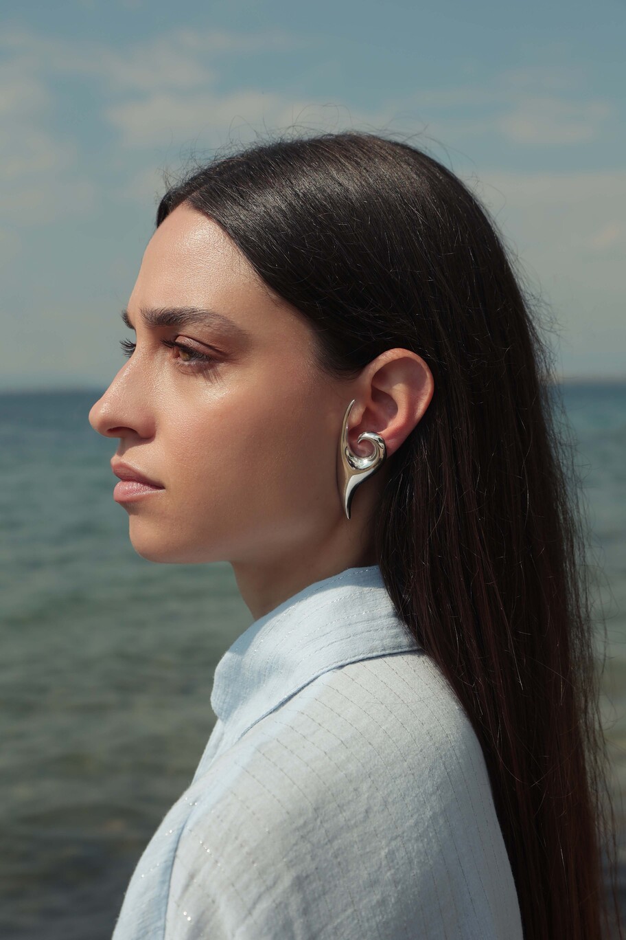 KYMOTHOE Large Silver Earrings - Image 2