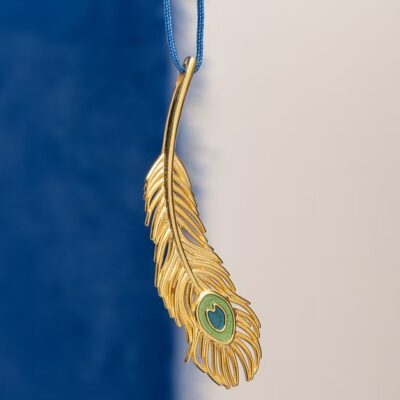 Peacock Gold Feather Lucky Charm