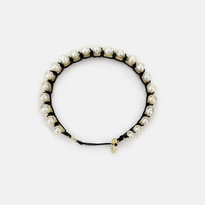 Embroidered Moon “Frame” Bracelet with pearls