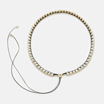 Embroidered Star “Frame” Necklace with pearls 5-5,5mm