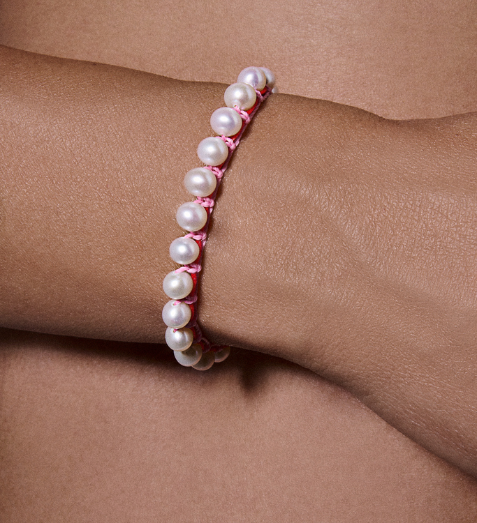 Embroidered Moon “Pulse” Bracelet with pearls - Image 2