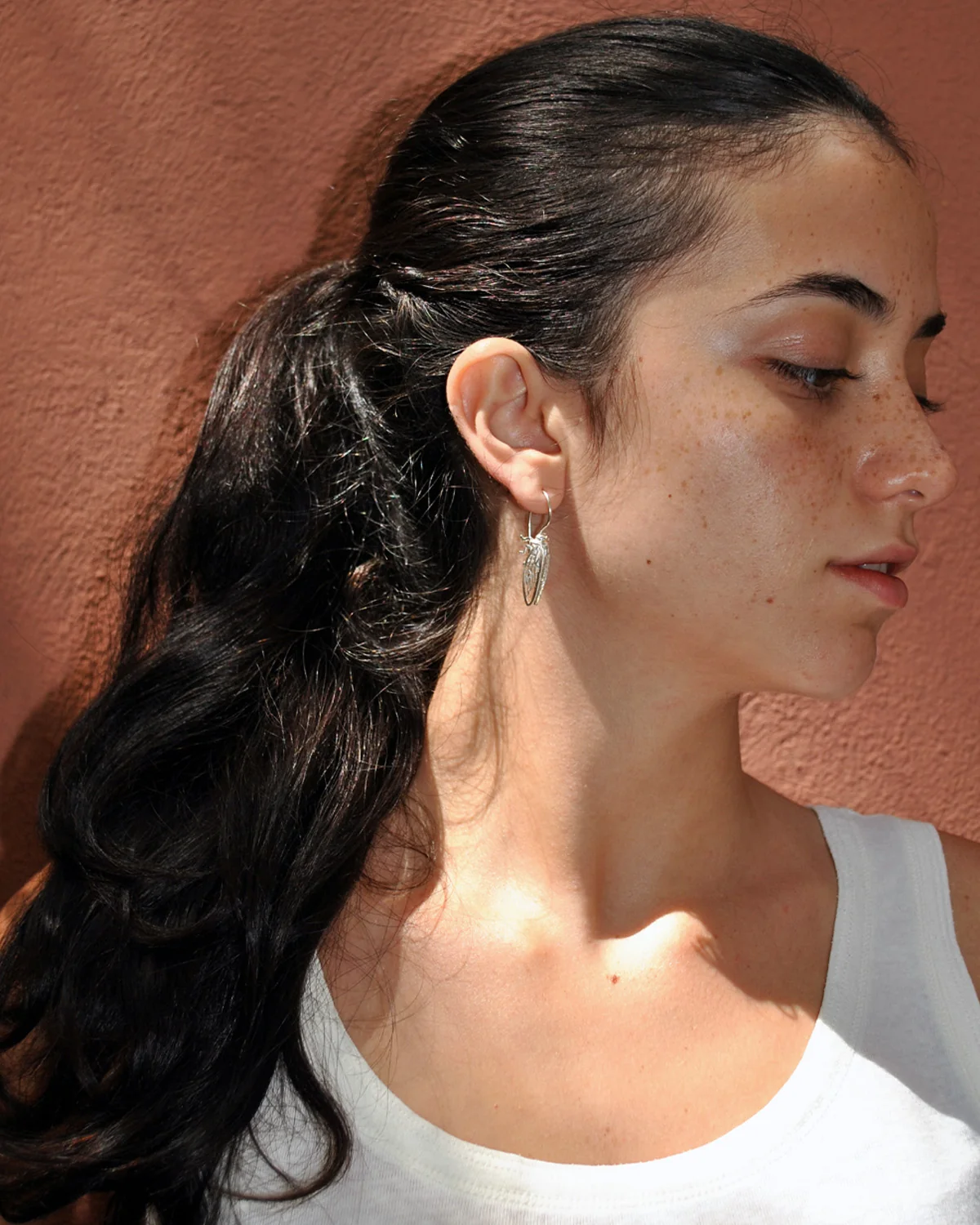 Cicada Tzitziki Large Silver Hook Earrings - Image 2