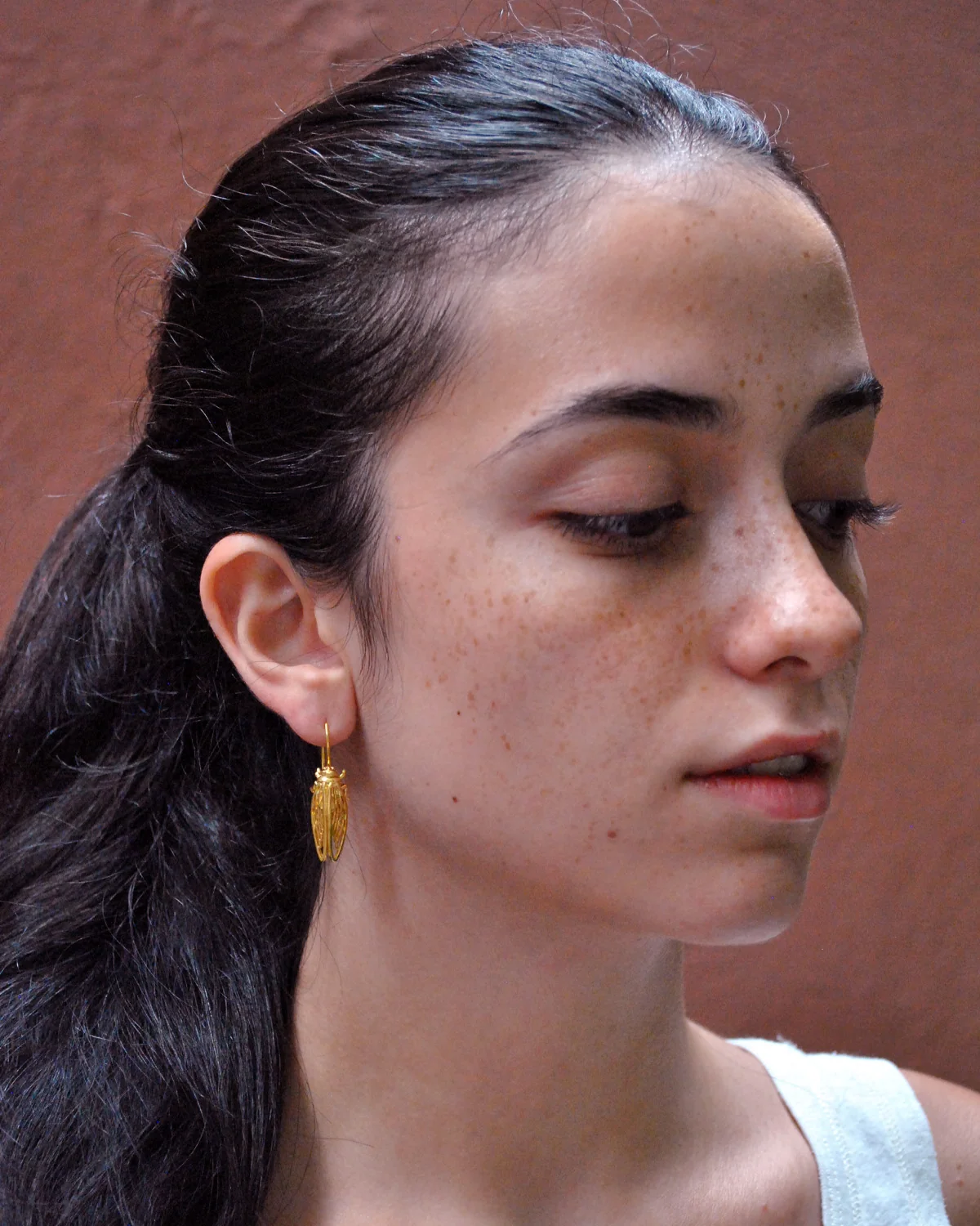 Cicada(Τζιτζίκι) Large Goldplated Hook Earrings - Image 2