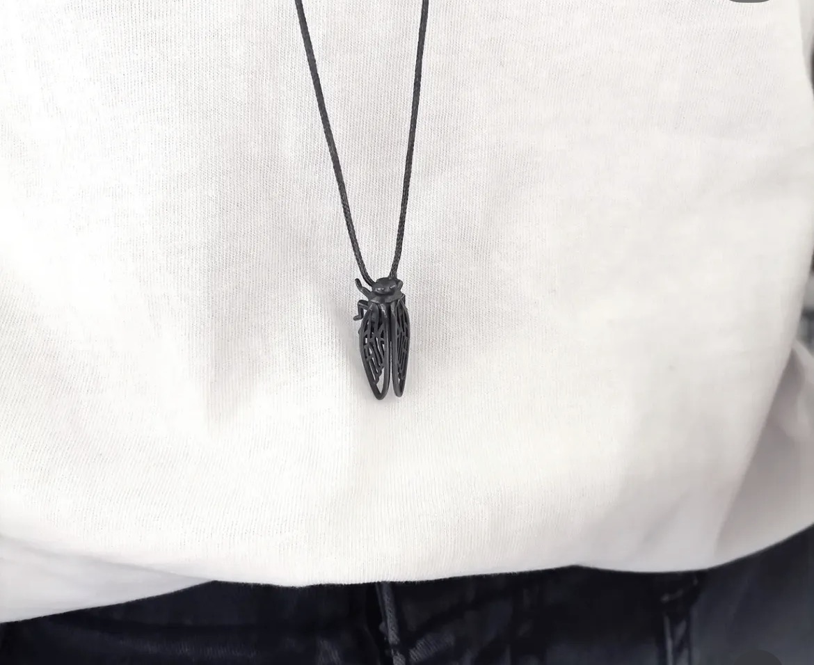 Cicada (Τζιτζίκι) Large Silver Pendant with cord - Image 4