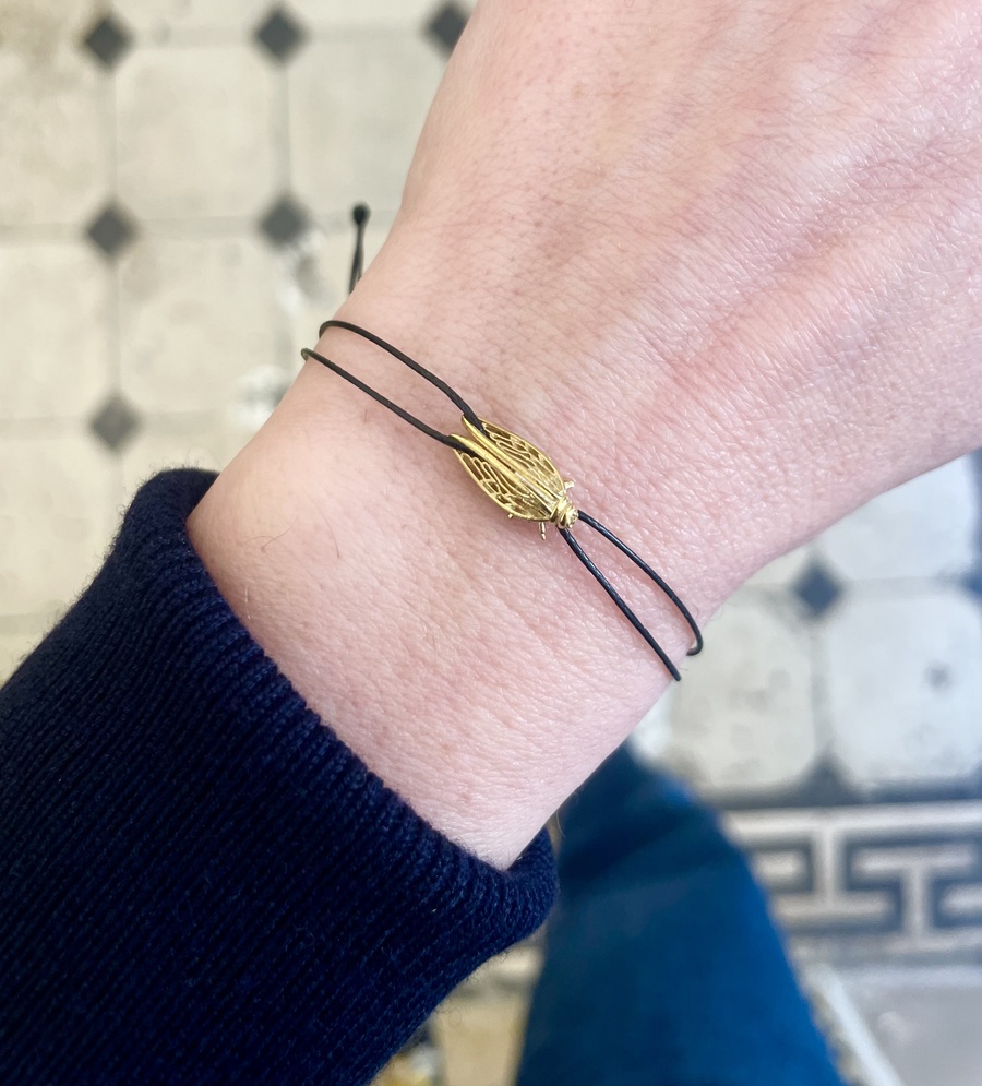 Cicada (Τζιτζίκι) Goldplated Bracelet with cord
