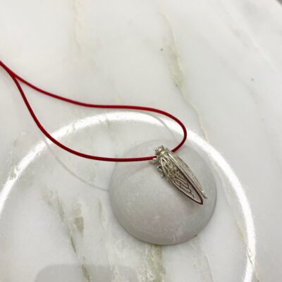 Cicada (Τζιτζίκι) Large Silver Pendant with cord
