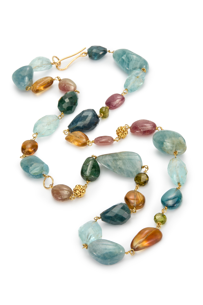 Multi Rare Semiprecious stone Gold Necklace - Image 2