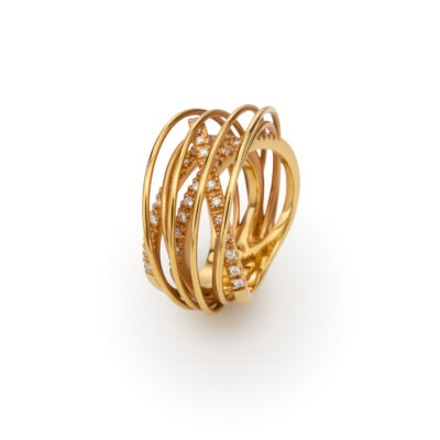 Spiral Diamond Gold Ring