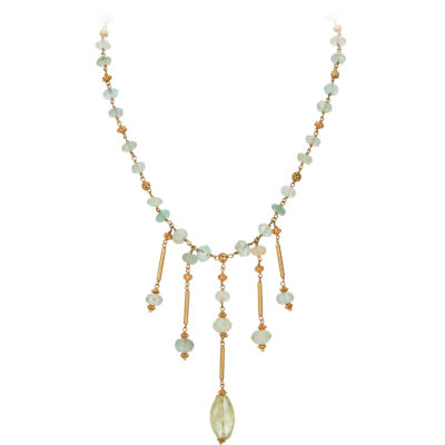 Aquamarine Chandelier Gold Necklace
