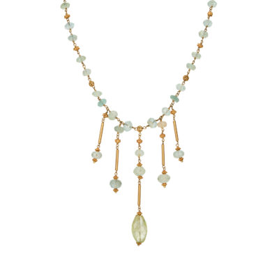 Aquamarine Chandelier Gold Necklace