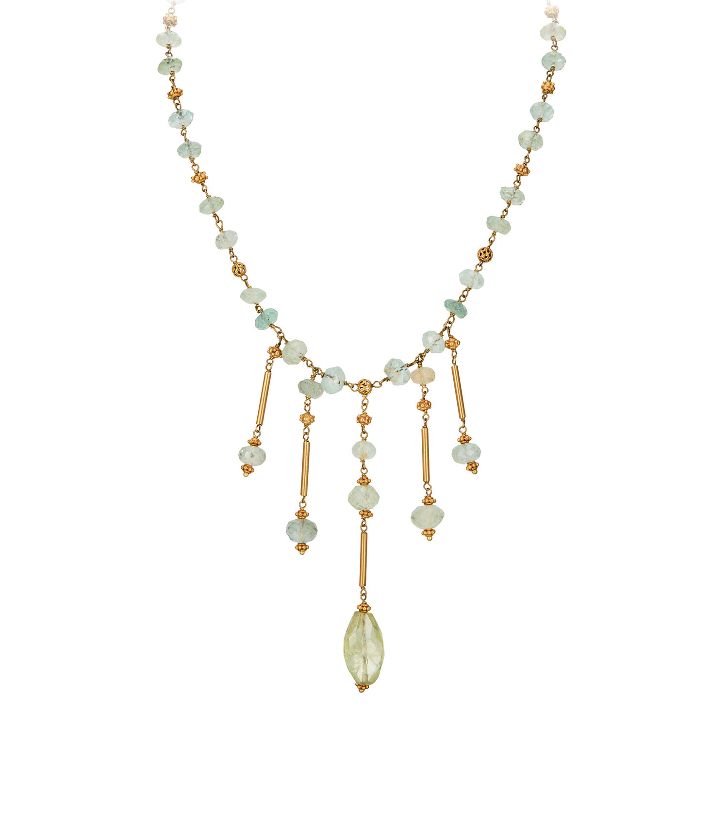 Aquamarine Chandelier Gold Necklace