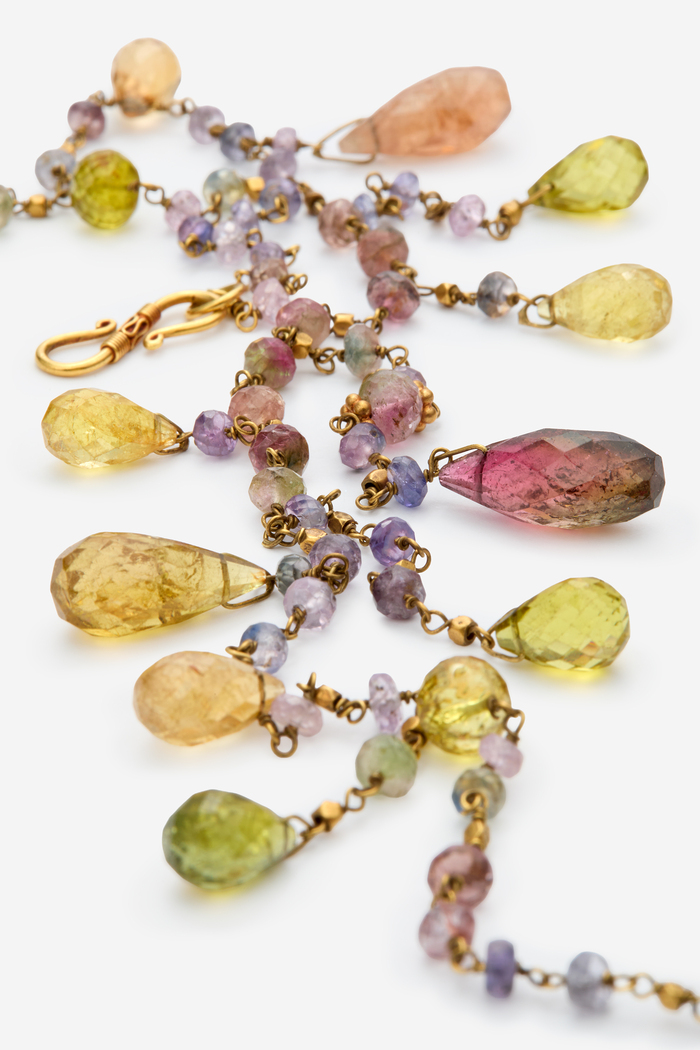 Multi Color Tourmaline Gold Necklace - Image 2