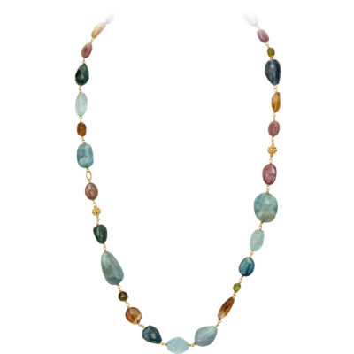 Multi Rare Semiprecious stone Gold Necklace