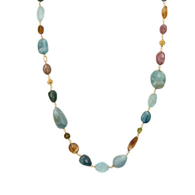 Multi Rare Semiprecious stone Gold Necklace