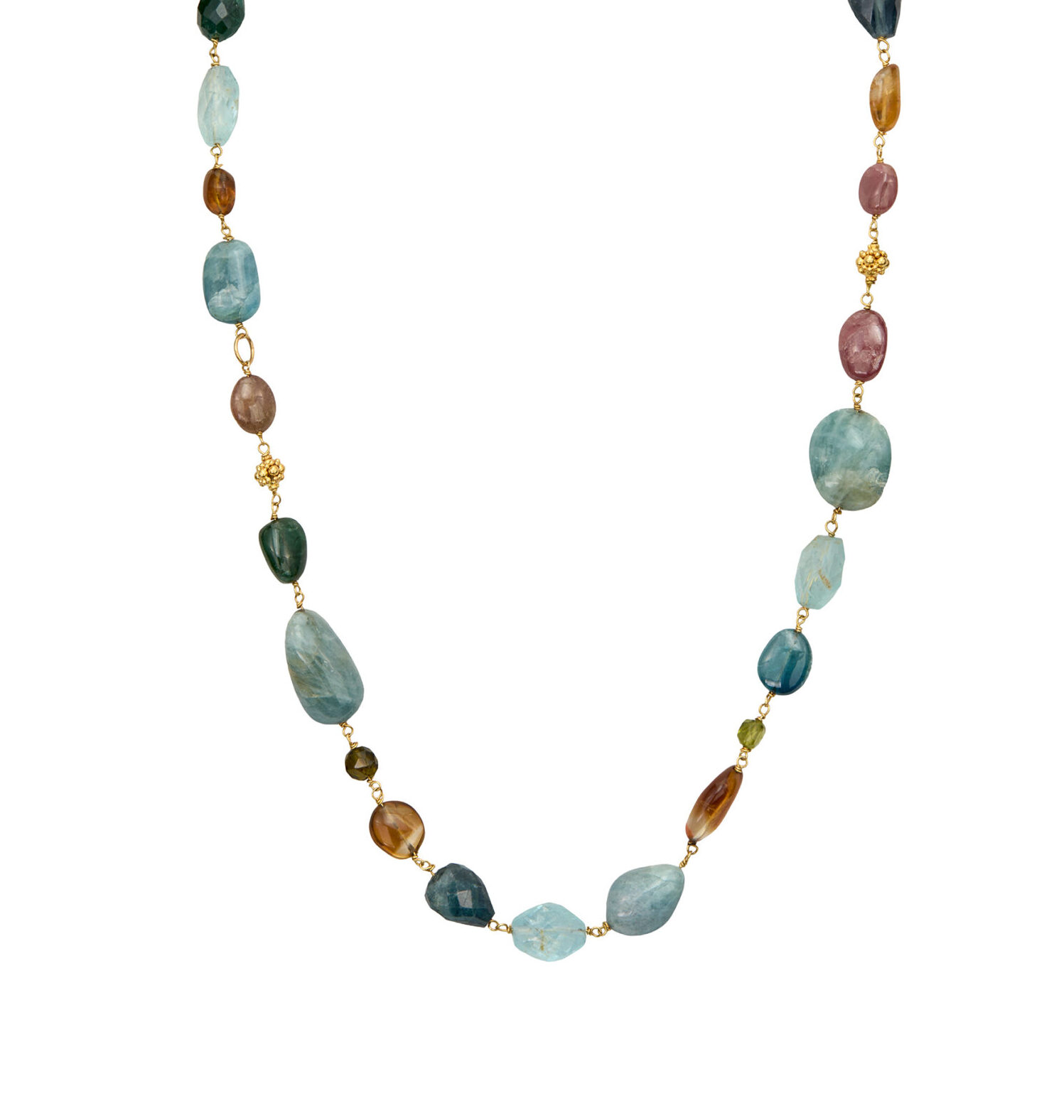Multi Rare Semiprecious stone Gold Necklace