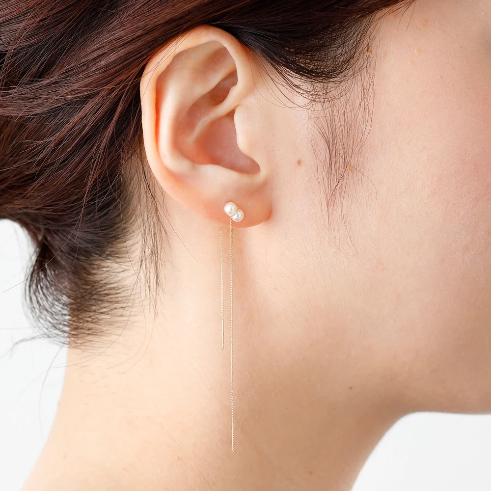 18k American Twin Pearl Earrings - Image 4