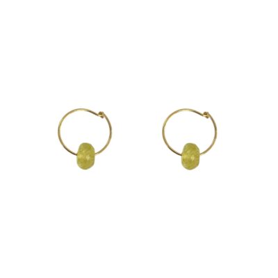 Green Tourmaline 9k Gold Mini Hoops