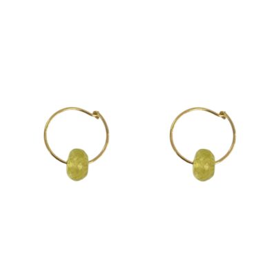 Green Tourmaline 9k Gold Mini Hoops