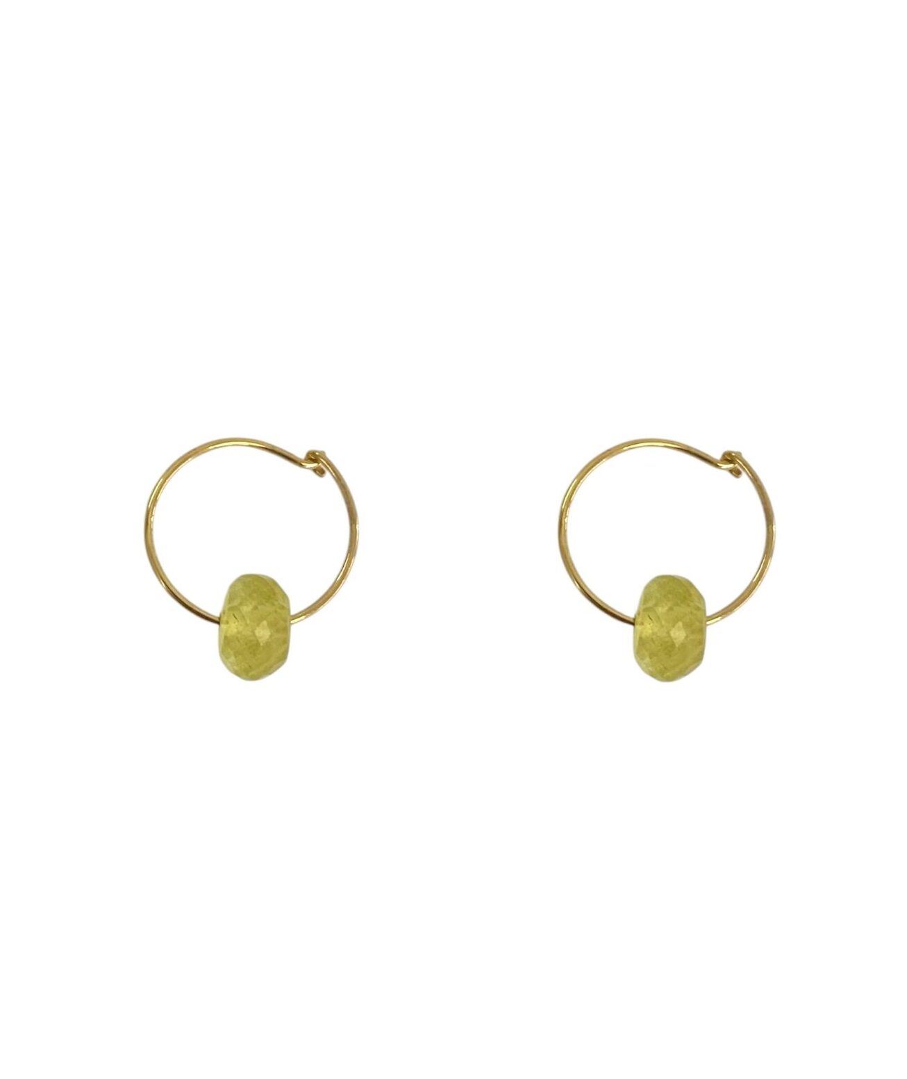 Green Tourmaline 9k Gold Mini Hoops