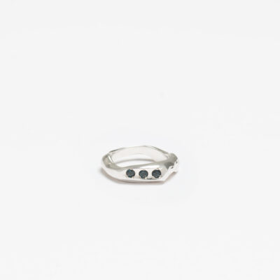 London Blue Topaz 3 Stone Silver Ring #1